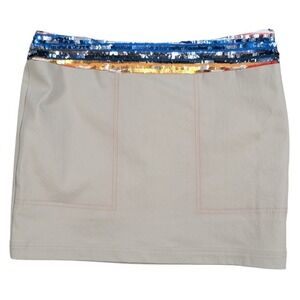 Artelier Nicole Miller Womens Size 4 cream mini skir w/‎ pockets sequined waist